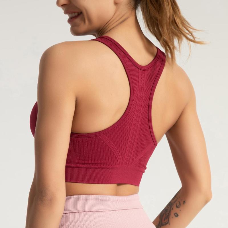 

Women Push Up Sports Vest Tops Shockproof Bodybuliding Gym Workout Bras Vest Seamless Yoga Running Fitness Brassiere Tops, Ns-w027 pink