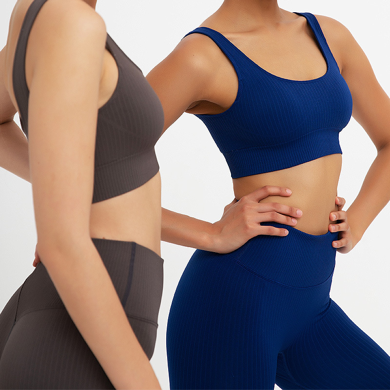 

Women' Yoga Beauty Set Professional Sports Running Seamless Gym Women' Bra Leggings 2-piece Set Fitness Sportswear New, Sepia