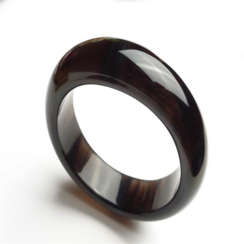 

Summer Style Fashion Natural Crystal Bangles Genuine Black Women Stone Obsidian Bracelets Bangles Inner Diameter 58mm