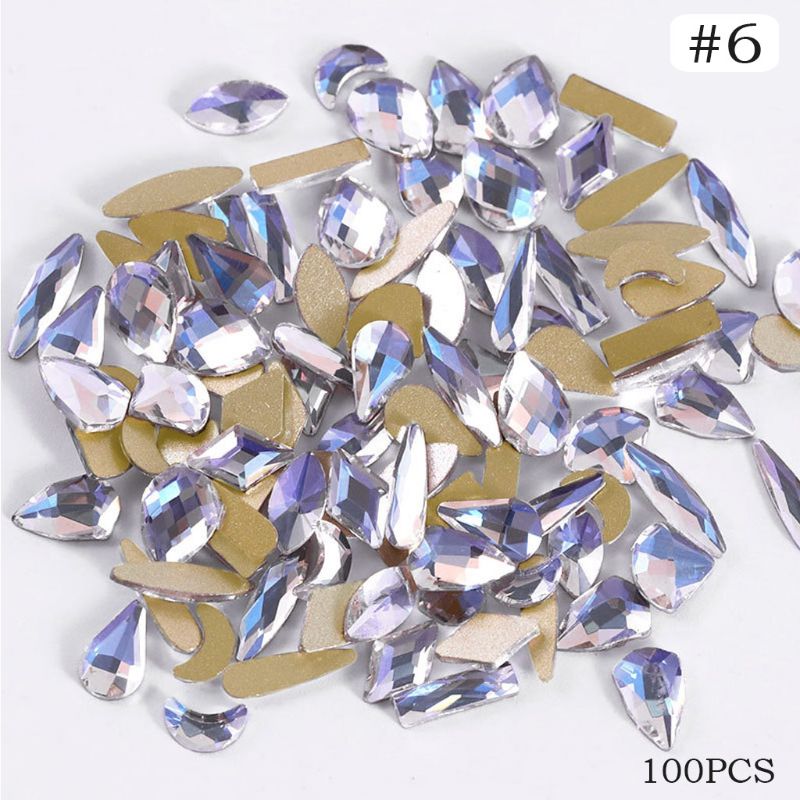 

Mixed 100pcs Crystal AB Nail Art Rhinestones Strass Shiny Glass Nail Stones GXMC