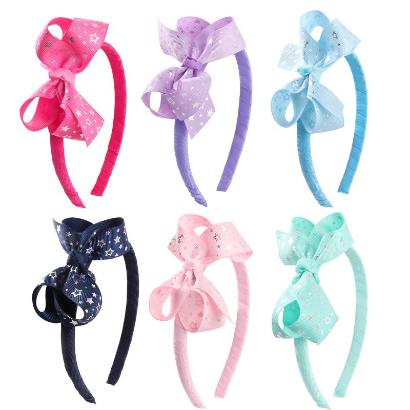 

1PC Fabric Ribbon Bow Hairband For Kids Girls Cute Handmade Hard Satin Covered Headband Hair Accessories Hair Hoop, As picture