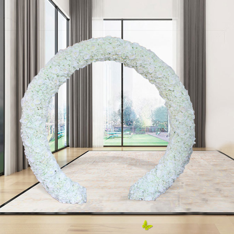 

10pcs/lot Wedding Decorative White Artificial Rose Silk Flowers Runner 3D Flower Wall Backdrop Stage Decoration 40x60cm