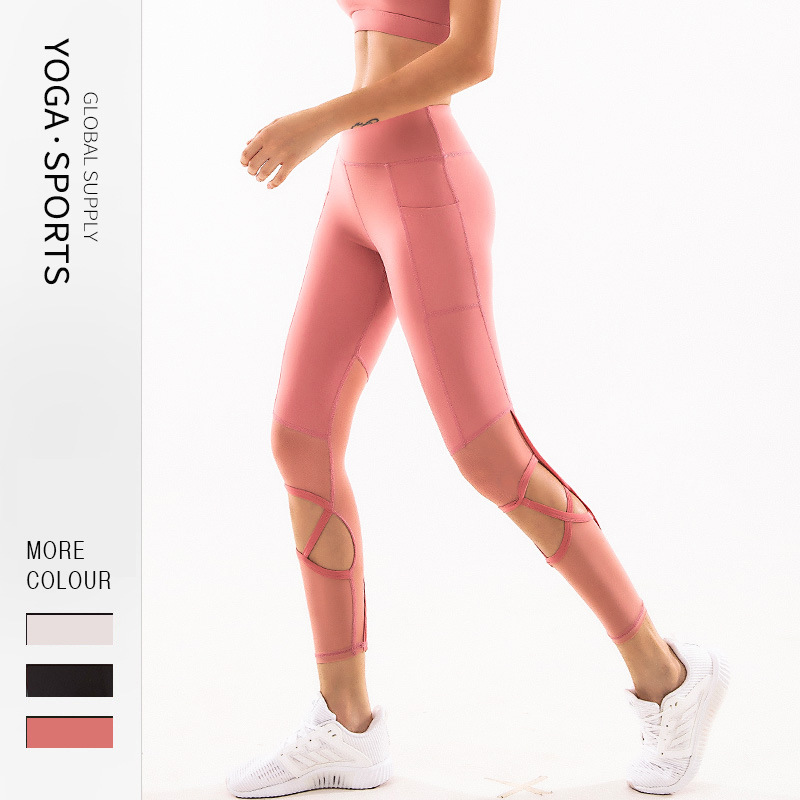 

Yoga Clothes Women's Popular Large Size Sports Tight Pants Mesh High Waist Capri-Pants Scrunch Leggings Pantalones Levantacola, Black