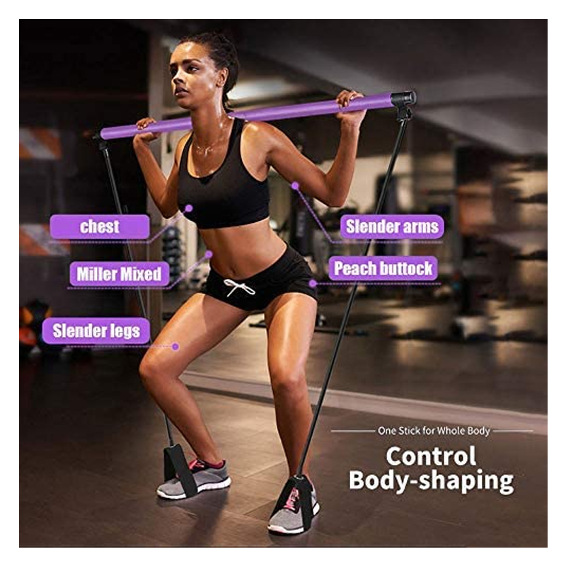 

Yoga Pilates Bar Kit Exercise Resistance Band Muscle Training Bar Pilates Stick Portable for Home Travel Workout EDF88