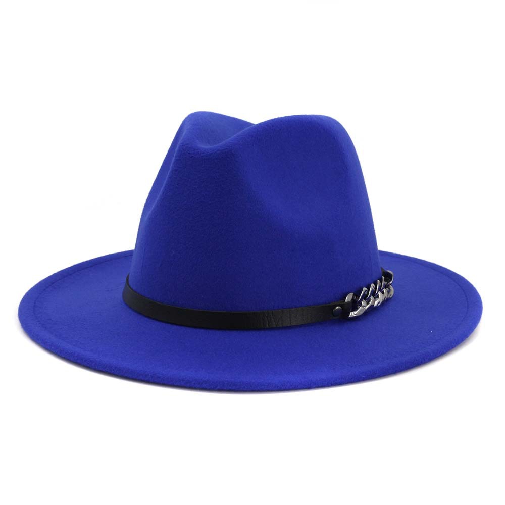 

Designer TOP hats for men women Elegant fashion Solid felt Fedora Hat Band Wide Flat Brim Jazz Hats Stylish Trilby Panama Caps, Please note the color