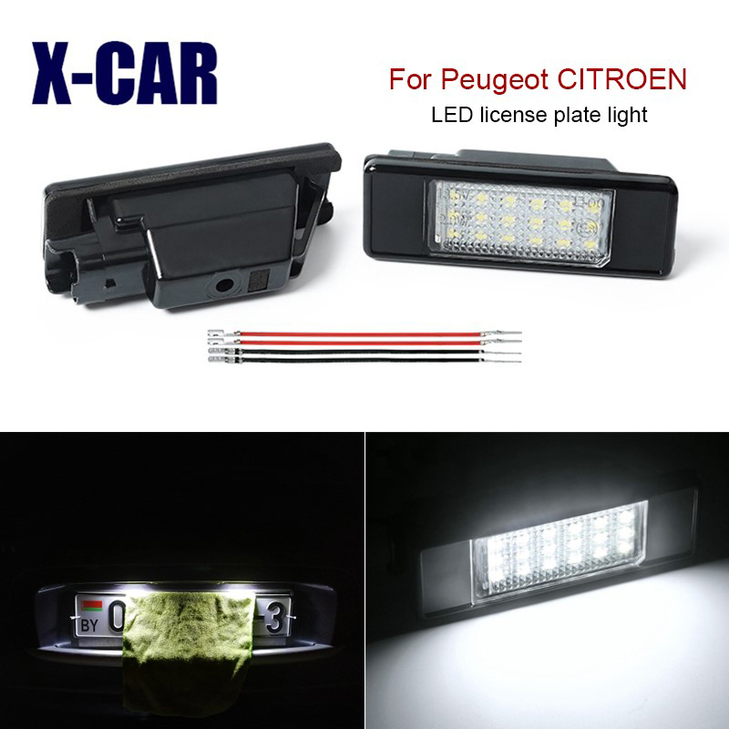

Error Free LED License Number Plate Light For 3008 508 307 106 407 1007 607 508 406 207 308 406 For C2 C3 C4 C5, As pic