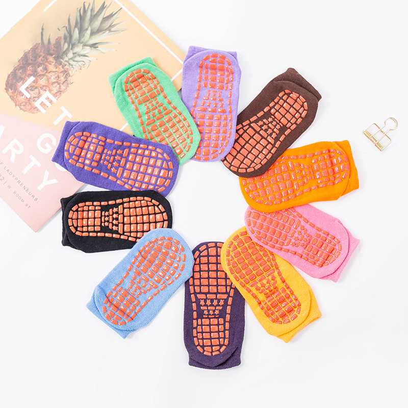 

2020 New Spring Non-slip Floor Sock for Toddler Boy Girl Rubber Sole Socks Soft Cotton Kids Socks Candy Color Child Ankle, Orange