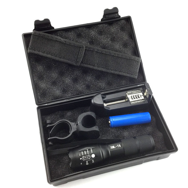 

Zoom tactical LED mini portable torch lanterna lamp T6 flash light Rechargeable or 18650 battery for fishing