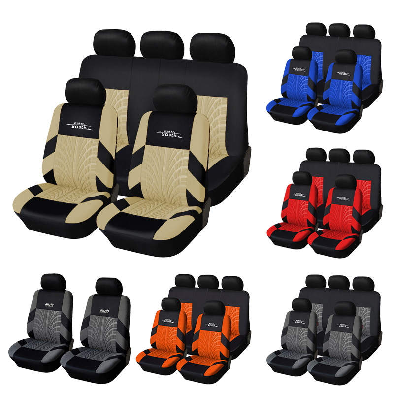 

AUTOYOUTH 9pcs Car Seat Covers Set Polyester Fabric Auto Protect Covers Universal Fits Most Cars Car Seat Protector