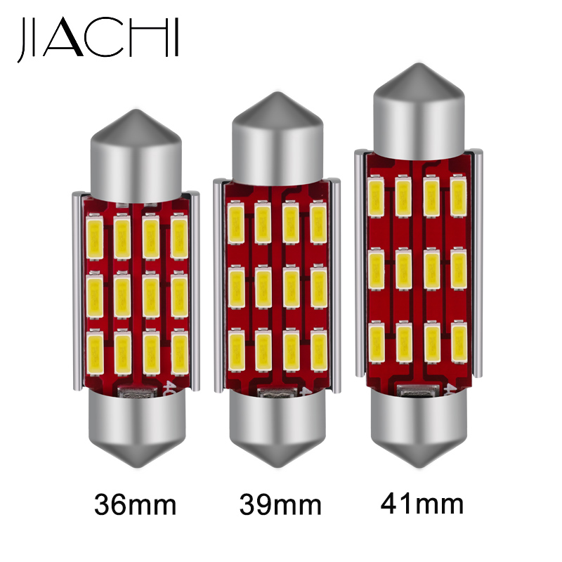 

JIACHI 4pcs Canbus C5W C10W LED Festoon 31mm 36mm 39mm 42mm 12-24V Car Interior lights Dome Reading License Plate Lights White, As pic