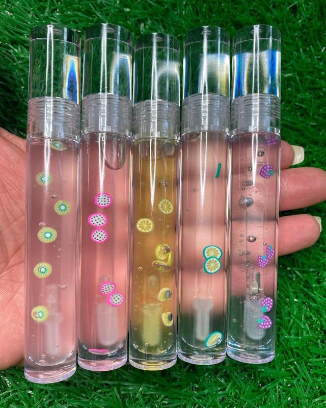 

100ml Diy Transparent Lip Gloss Moisturizing Lip Glaze Base with Fruit Slice Decor Tint Makeup Lasting Lipgloss Vendor