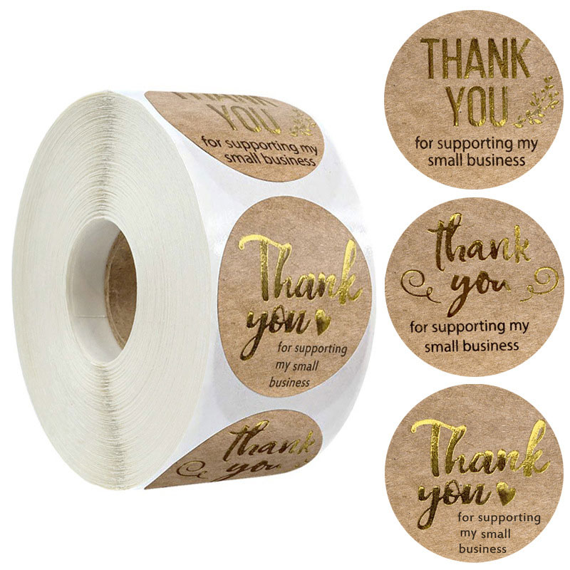 

Kraft Paper Tags Thank You for Supporting My Small Business Stickers Seal Labels DIY Christmas Gift Decoration 500pcs Roll