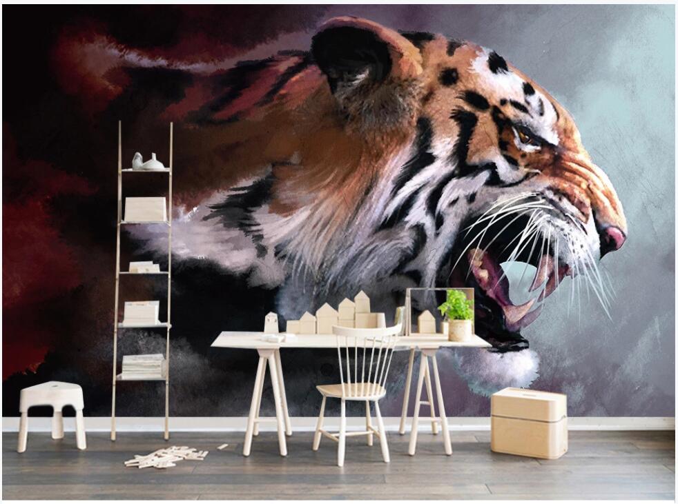 

wallpaper 3d custom photo mural on the wall Modern abstract tiger head background Home decor living room wallpaper for walls 3 d, Non-woven wallpaper