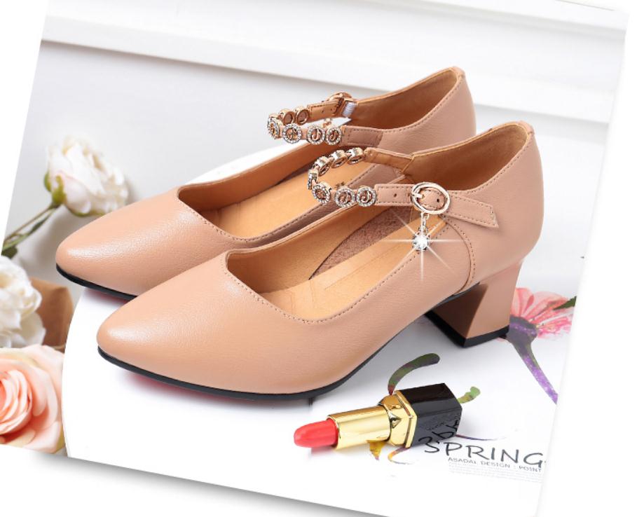 

2020 Spring and Autumn with New style fashion Middle heel Coarse heel round head Women's shoes@ZX37, Black