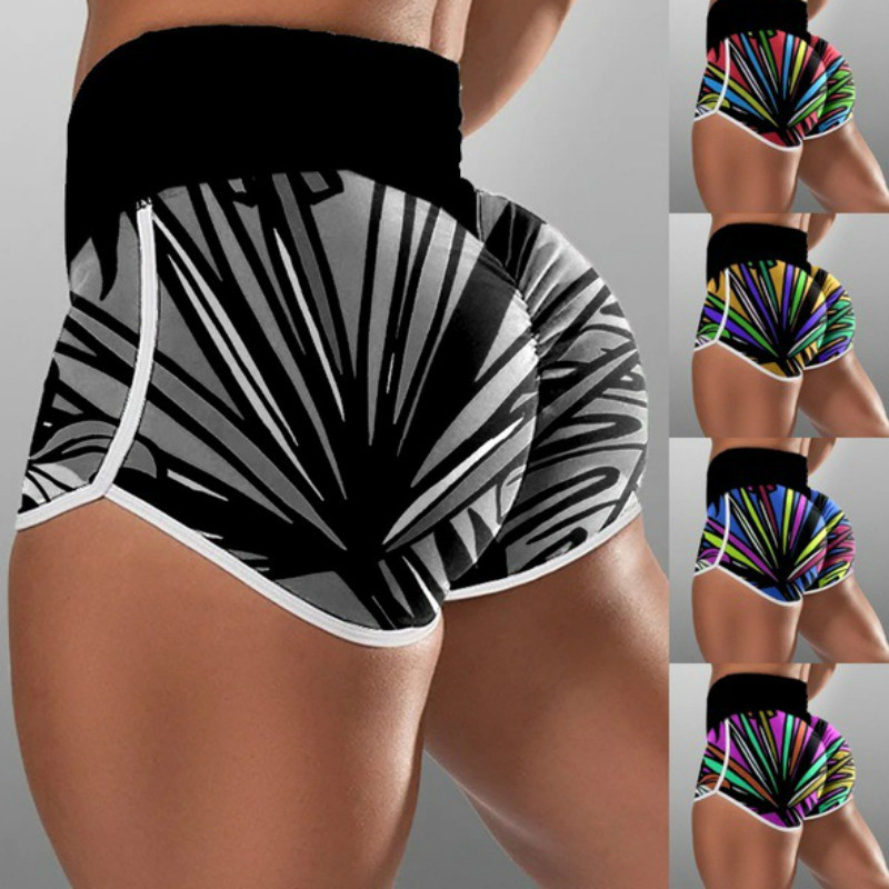

Women Geometric Printing High Waist Hip lifting Running Shorts Large Size Sexy Fitness Yoga Shorts Gym Legging Bottoms Tights, Random
