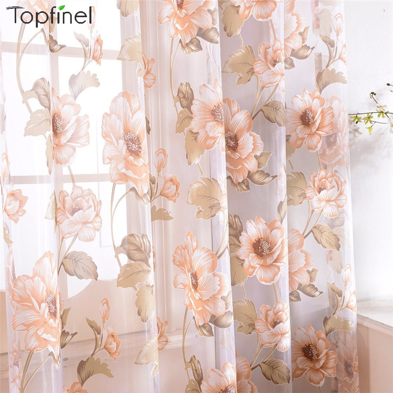 

Topfinel Pink Floral Sheer Curtains for Living Room Bedroom Elegant Modern Curtains Window Tulle Voile Curtain Home Textile
