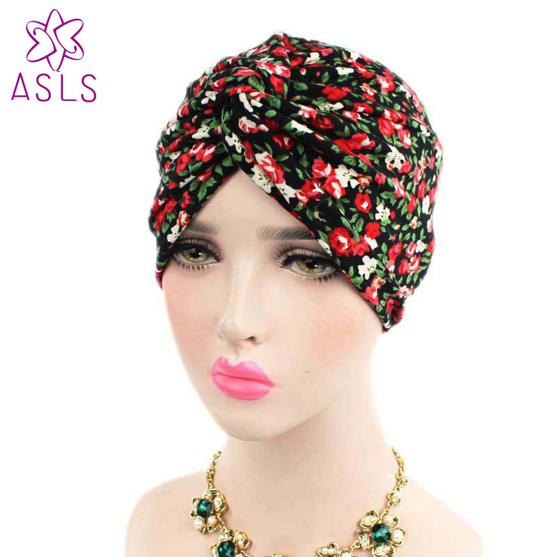 

New Brand women Vintage Turban Hat Stretch Snood Cap Chemo Cap Hawaiian Tropical Flower Print Skull Hair Wrap Soft Turban