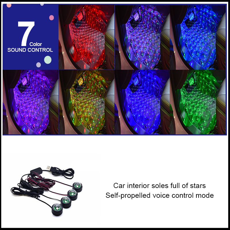 

Automobile Interior Decoration Light Soles Full Of Star Atmosphere Lamps Car USD Atmosphere Sound Control Decoration Accessories