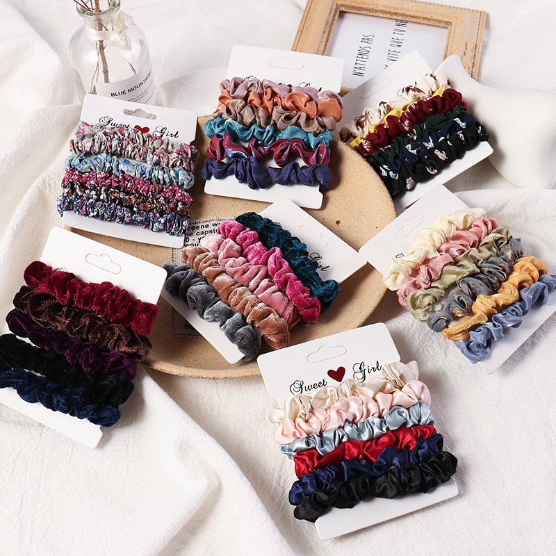 

1Set Printed Simple Scrunchie Women Elastic Hair Rubber Bands Accessories For Girls Tie Hair Rope Ring Holder Headdress Headwear, 11