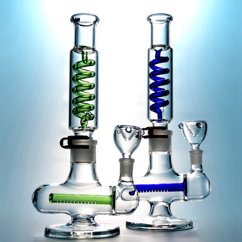 

Inline Perc Bong Freezable Straight Tube Water pipe Build A 14mm Joint Glass Condenser Coil Dab Oil Rig With Diffused Downsterm