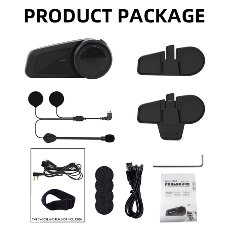 

1000m Motorcycle Bluetooth Helmet Headset Intercom Full Duplex Wireless 6XDB