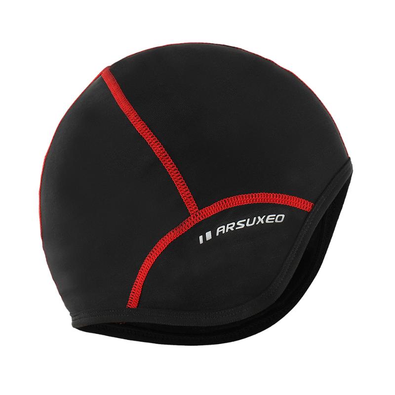 

Men Cycling Cap Outdoor Sports Bicycle Bike Helmet Liner Running Skiing Fleece Windproof Bandana Winter Caps Hat, Black