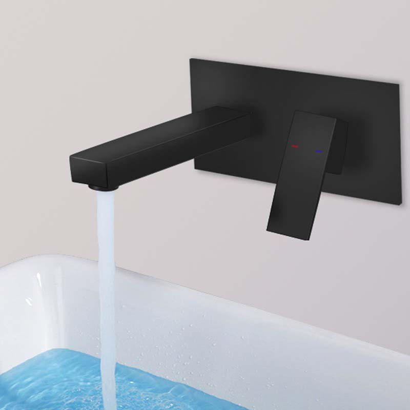 

Black Matte Brass Chrome Wall Mounted Basin Faucet Single Handle Mixer Tap Hot & Cold Water