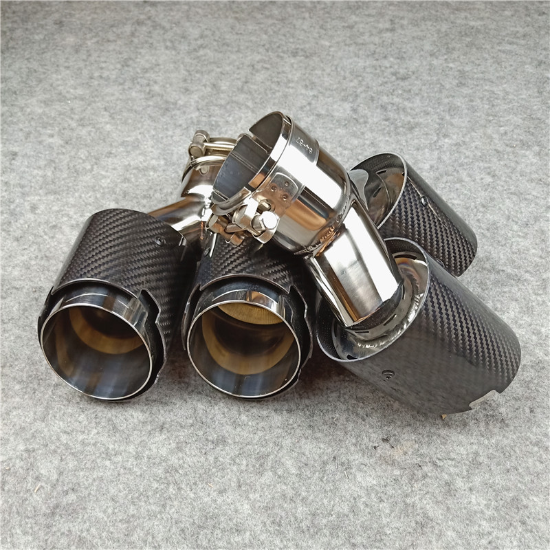 

1 Pair inlet 63mm Glossy Carbon Fiber Y Exhaust Tips 304 Stainless Steel For Akrapovic Carbon Muffler Nozzles Exhaust Pipes