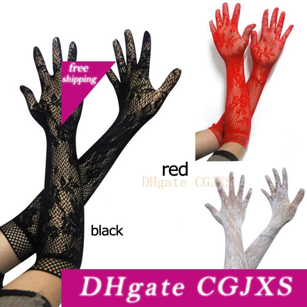 long black satin fingerless gloves