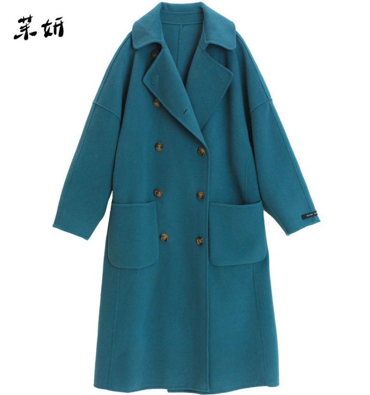 

Winter Wool Women Coat,2020 Hepburn Style Custom Made Blue Woolen Women Coat, Long Wool Coat, Custommadeblue