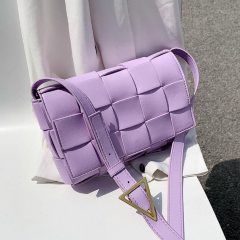 

Luxury Weave PU Leather Crossbody Bags for Women New Small Female Shoulder Messenger Bags Solid Color Ladies' Travel Flap, Beige