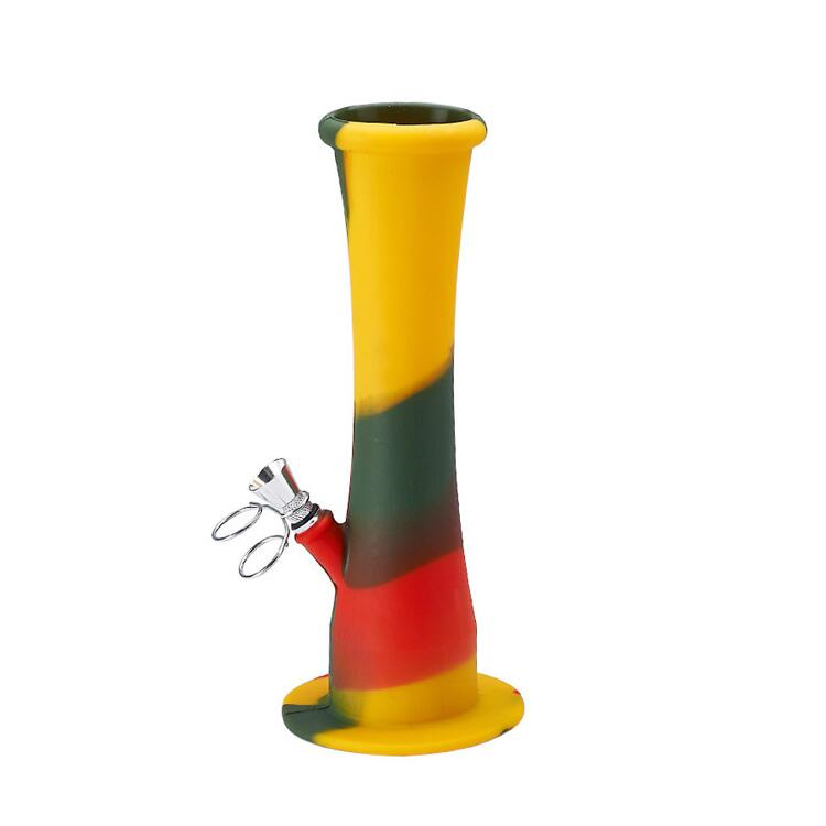 

hookahs Silicone bong with metal downstem Diffuse coloured Portable foldable water bongs