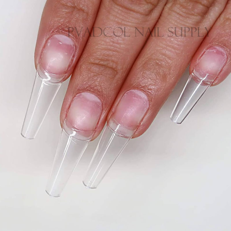 

European Flat French Coffin Tips Pre-Shaped C Curve Half Cover False Tip Nails 500pcs/Bag, Clear