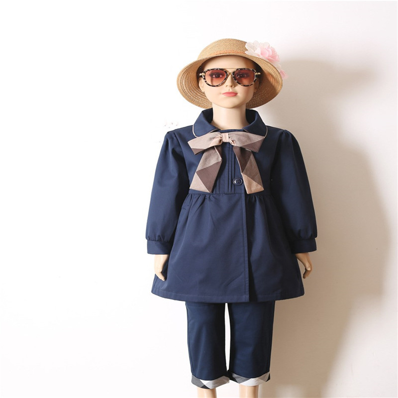 

2020 Jackets for Girls Fashion Kids Girl Jacket Double Breast Windbreaker for Girl Children Jacket Trench Coat, Dark blue