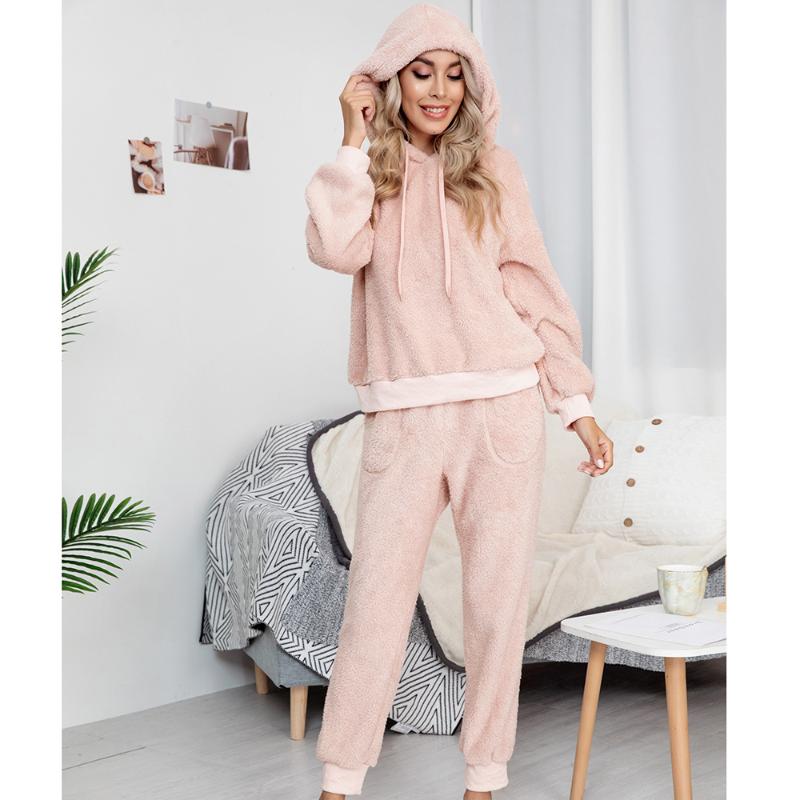 

Fall Winter New Fleece Sportswear Women Running Sets Solid Warm Tracksuits Female Long Sleeve Hoodies+Joggers Sweatpants Sets, Black