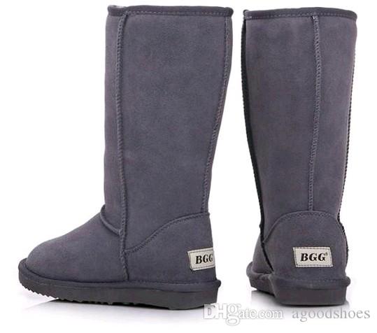 

Winter Warm WGG Gooses Classic Australia Tall Boots Waterproof Cowhide Genuine Leather Snow Boots Bailey Bowknot Warm Shoes For Women 15, Black
