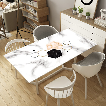 

New arrive pvc soft glass simple marble pattern table mat Protector Desk Pad Soft Glass Dining Top Table Cloth Dec
