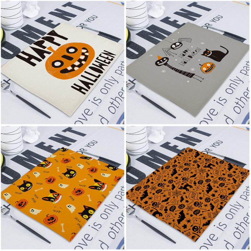 

Table Napkin Pumpkin Matting Linen Decoration Paper Napkins Horror Halloween 43X32cm Placemat Cloth Kitchen Servet