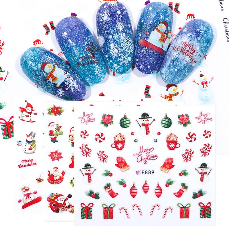 

1pcs Nail Polish Sticker Christmas Santa Snowflakes Manicure Water Stickers For Nails Art New Year Nail Decals Wraps LAE886-896, E887