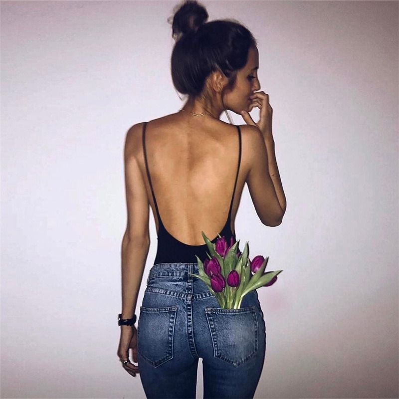 

2020 summer new style beautiful back straps street photography halter T-shirt slim bottoming shirt pure cotton sexy one-piece, Black