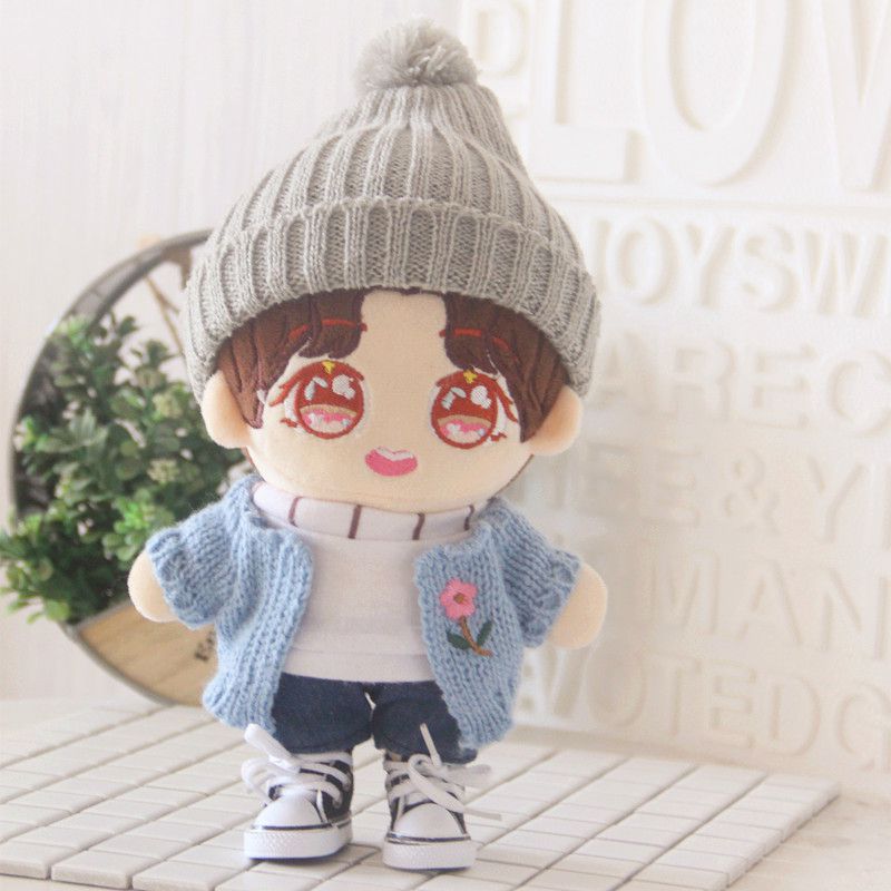 

MYKPOP]KPOP Doll's Clothes and Accessories: Bobble Hat+Sweat+Cardigan+Pants(without doll) for 20cm Dolls E9 SA20200405