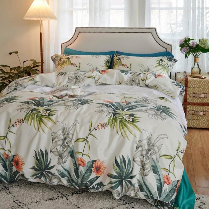 

Papa&Mima Silkly Egyptian Cotton Bedding Set Printed Quanlity Linens Sheet Pillowcase Duvet Cover, 20203346