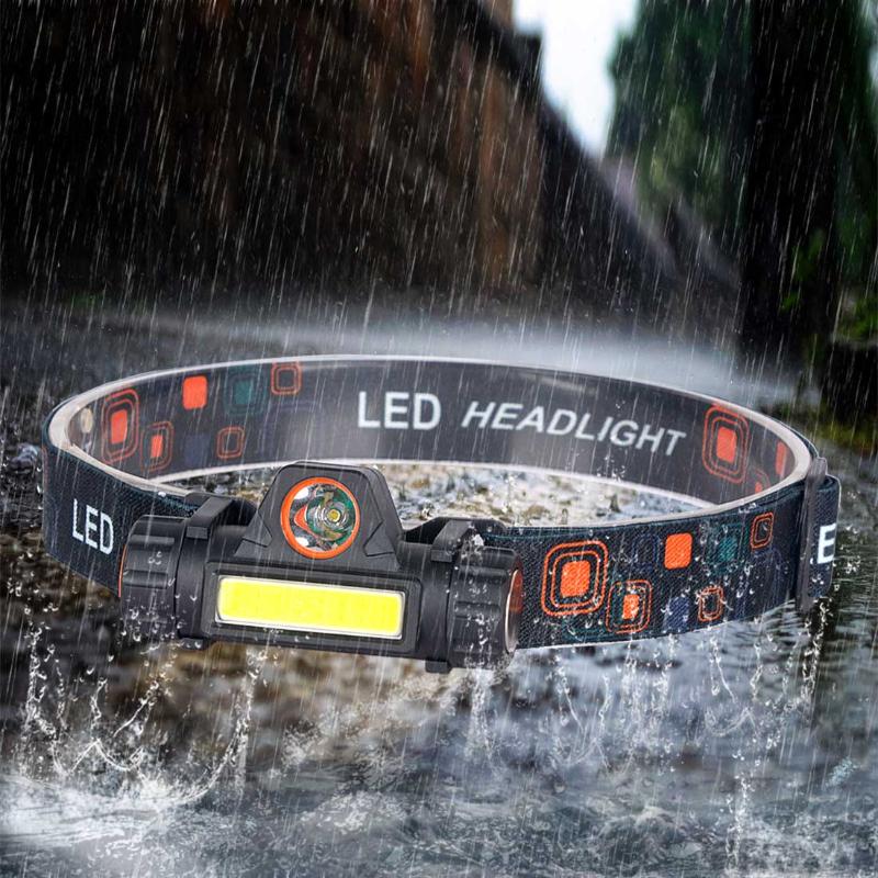 

built-in 18650 battery LED headlamp COB work light 2 light mode with magnet Waterproof headlight suit for fishing head lamp