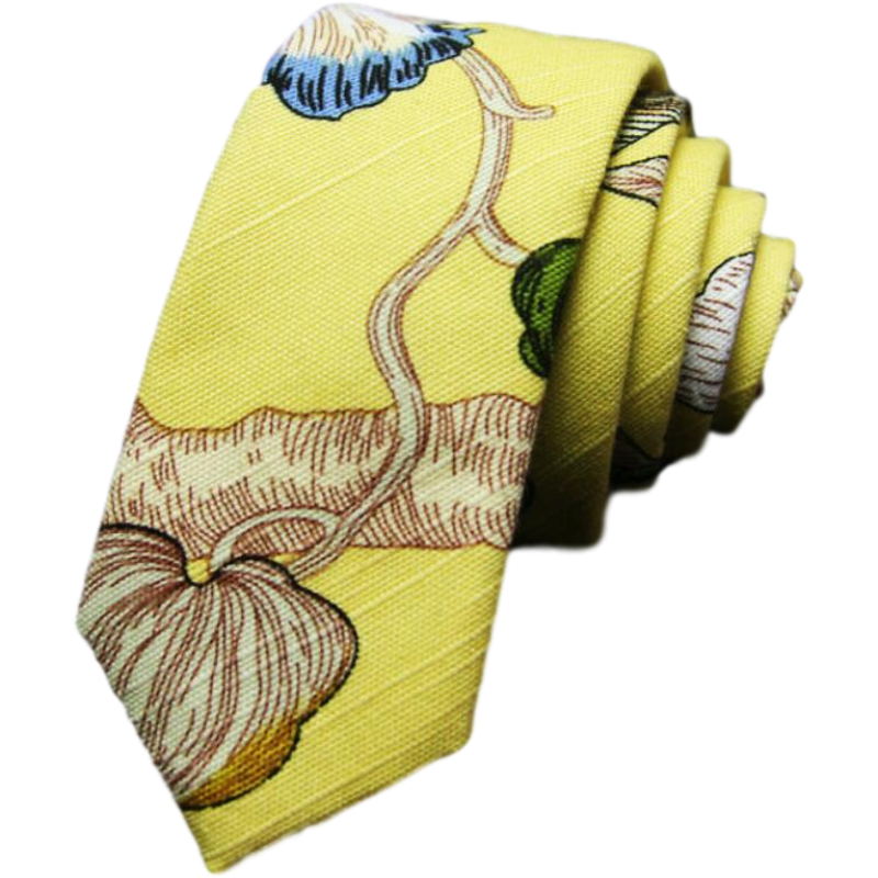 

5cm men's necktie cotton hemp tie New Korean pattern printed striped tie fashion trend European American hip hop 2pcs/lot