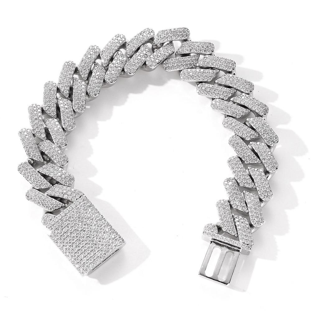 

20MM Iced Out Chains Bracelet for Men Luxury Miami Micro Pave Zircon Bracelets Fashion Hip Hop Rock Jewelry, Black