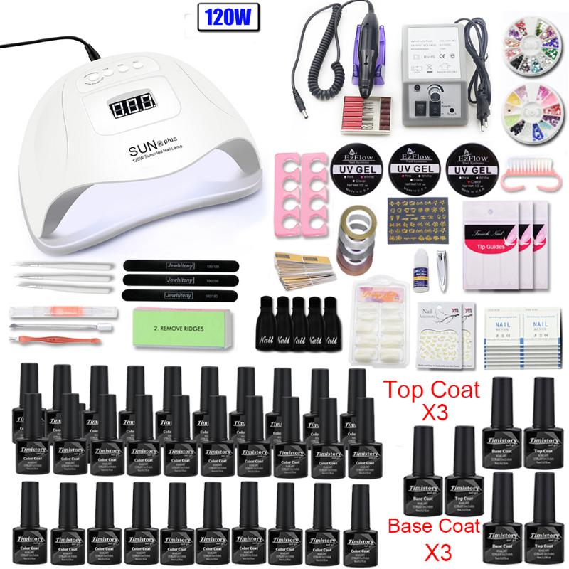 

30/20pcs Gel Nail Set 120/54W UV Lamp Nail Dryer For Manicure Gel Electric Drill For Art Cutter Tools