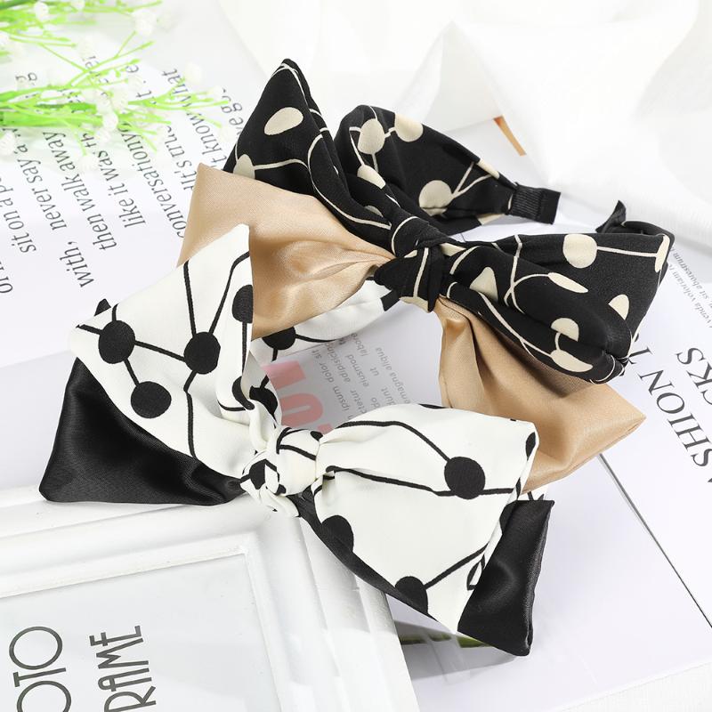 

AWAYTR Fashion Fabric Knotted Headband Soft HairBand Simple Dot Vintage Big Bow Hair Hoop for Women Girls Bezel Hair Accessories