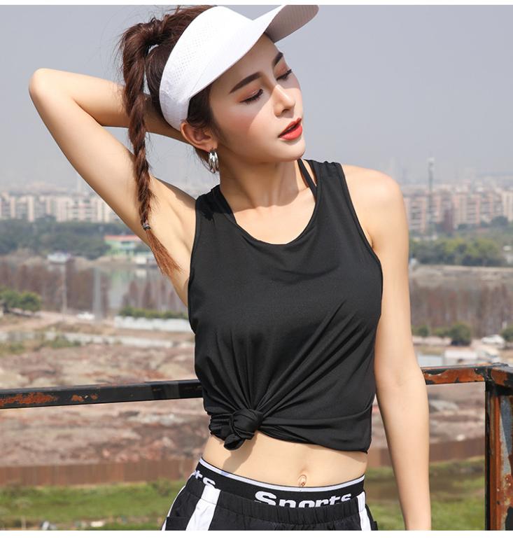 

Women Sport tank Tops For Gym Vest Top Fitness Sleeveless T Shirt Sports Wear Yoga tank top Clothes Gym Vest Running workout, Black