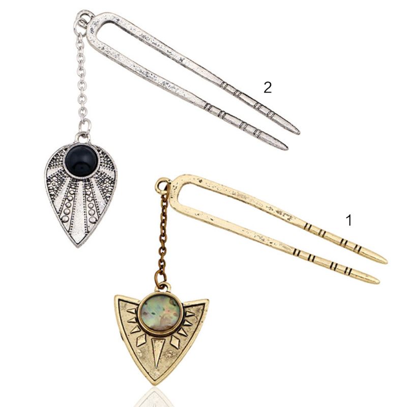

Bohemian Metal Alloy Ladies Hair Clip Ethnic Water Drop Rhinestone Pendant Charms Hairpin Chignon Stick Hairstyle Updo Hair Fork