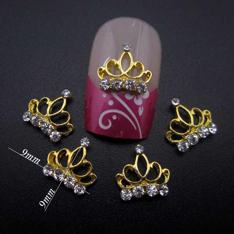 

10pcs gold crown rhinestone nail design alloy 3d nail art supplies decorations accessories YNS100